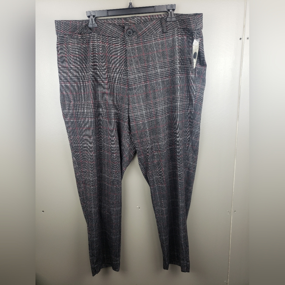 Kut From The Kloth Womens Career Pants NWOT Size 18 W Plaid Black Red SB35803G